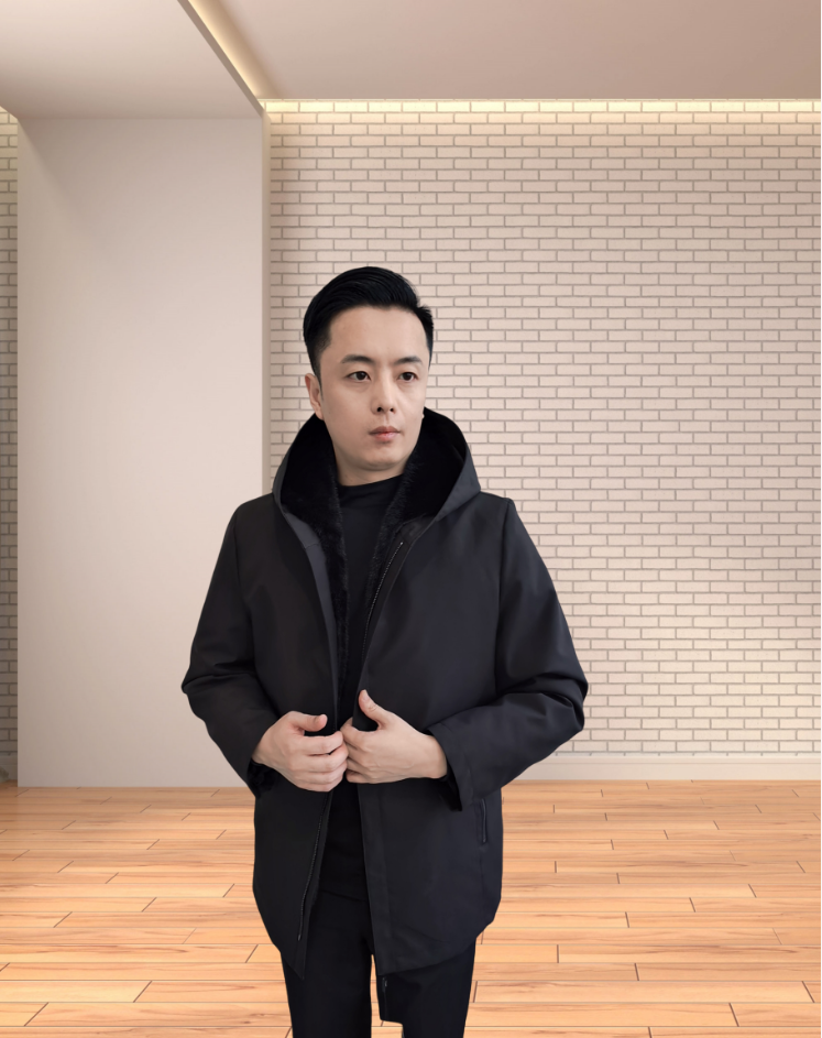 海宁可脱卸内胆中长款男连帽秋冬风衣男式男装时尚保暖