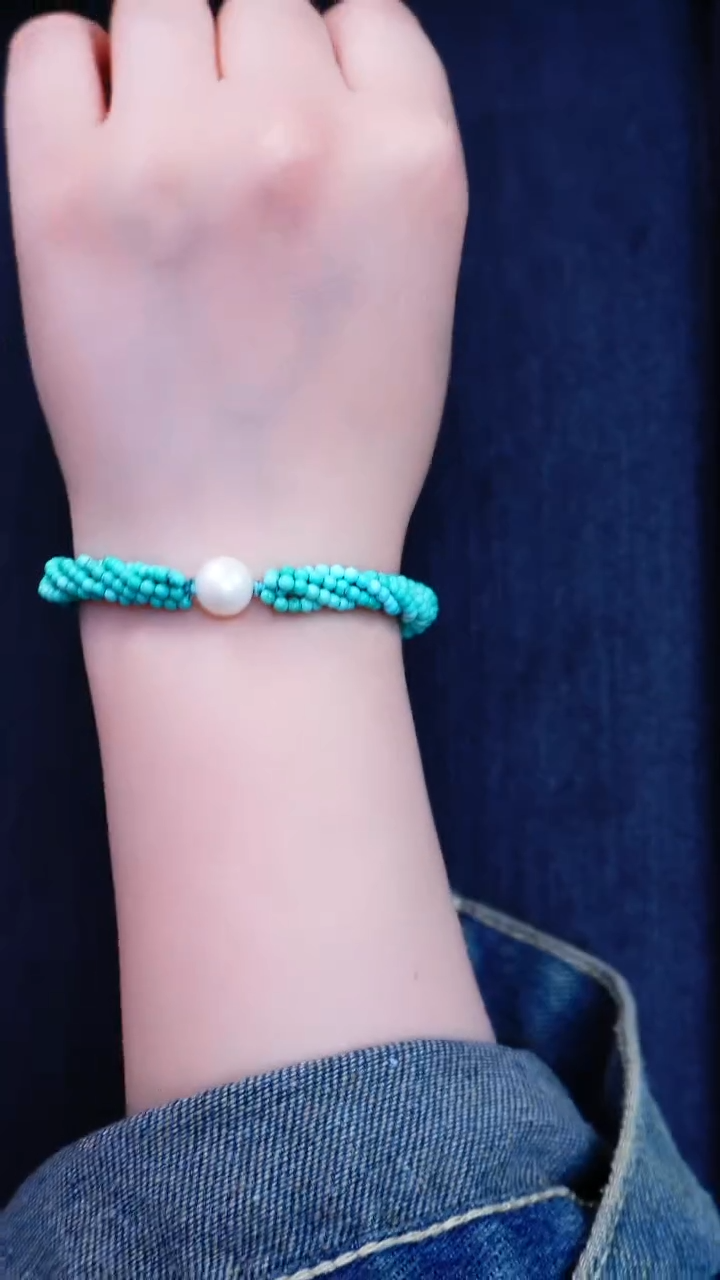 绿松石银S925镶嵌手串发货一件