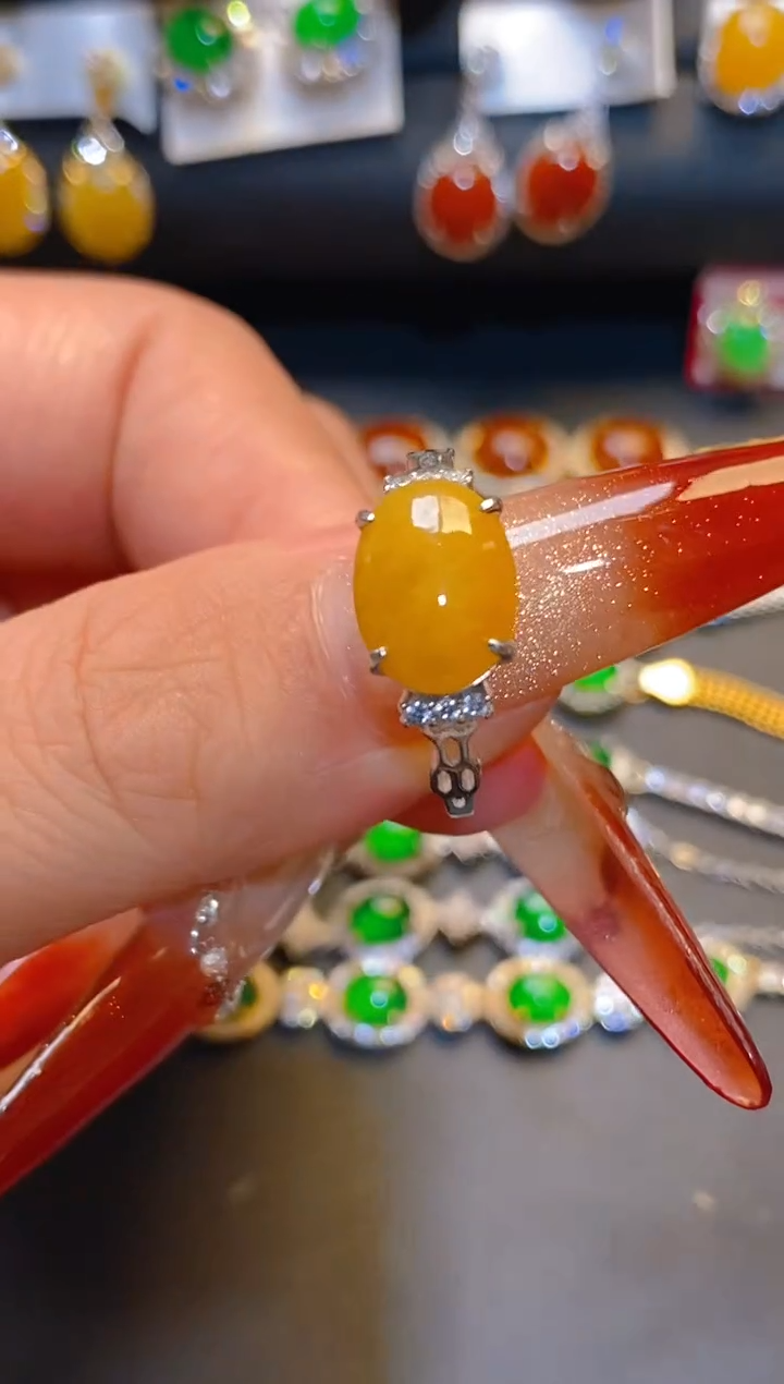 翡翠银S925镶嵌耳饰天然