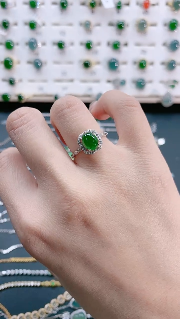 【闪购商品】翡翠戒指银S925镶嵌天然翡翠