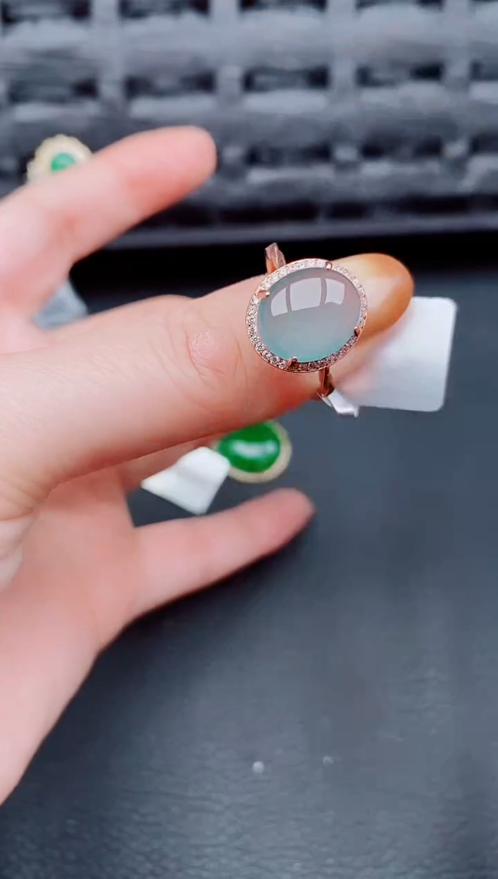 【闪购商品】翡翠戒指银S925镶嵌天然a货翡翠385