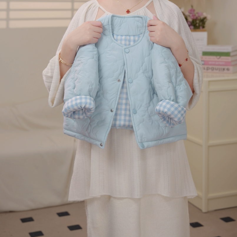 【现货】2025冬季女童加厚蓝色时尚防风保暖棉服外套251018A