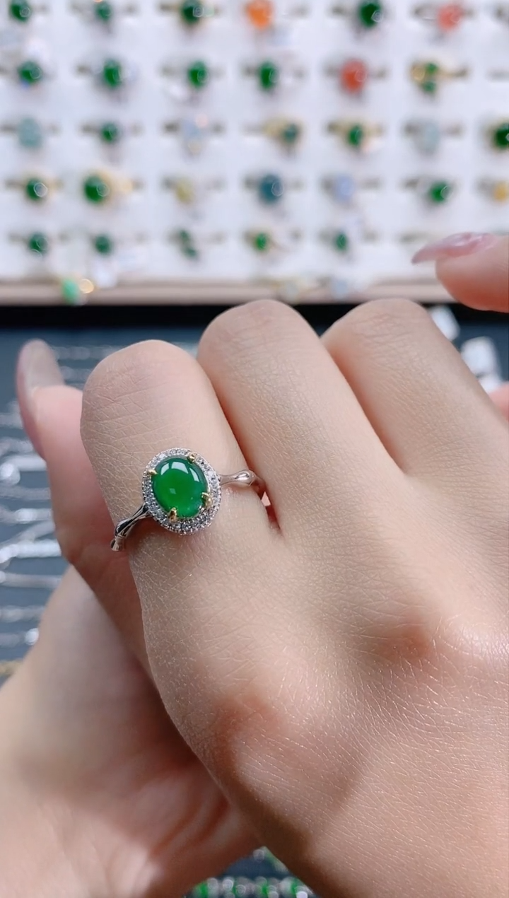 【闪购商品】翡翠银S925镶嵌戒指天然翡翠