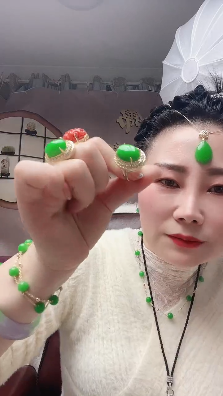 【闪购商品】翡翠戒指14K金镶嵌新款大戒指