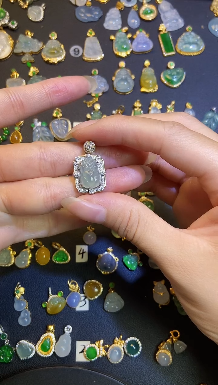 翡翠银S925镶嵌吊坠(不含链)1