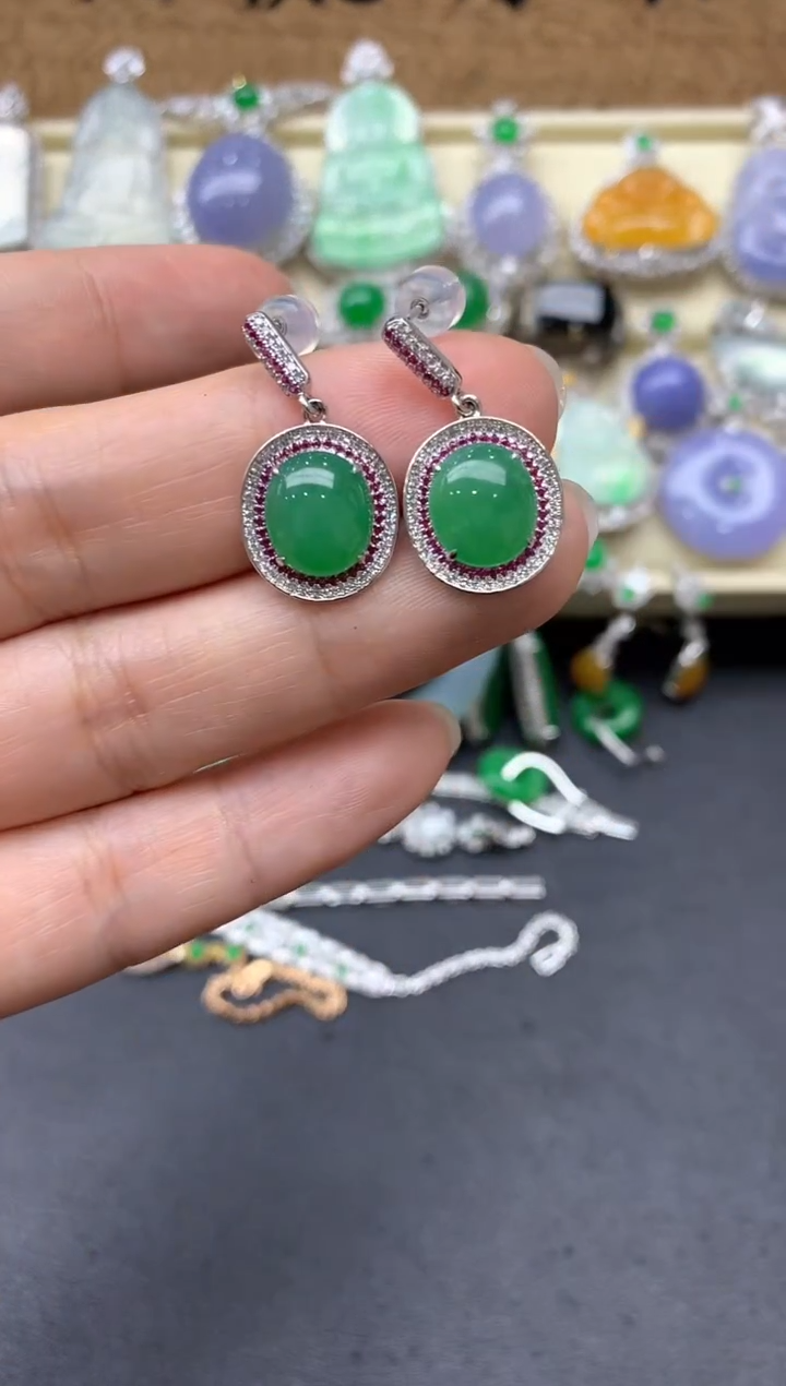 【闪购商品】翡翠耳饰18K金镶嵌249-中国好珍宝