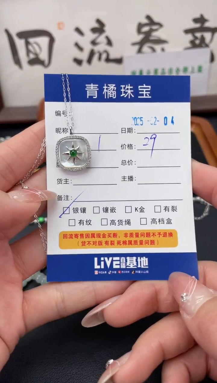 【闪购商品】翡翠套链银S925镶嵌A货翡翠0204001