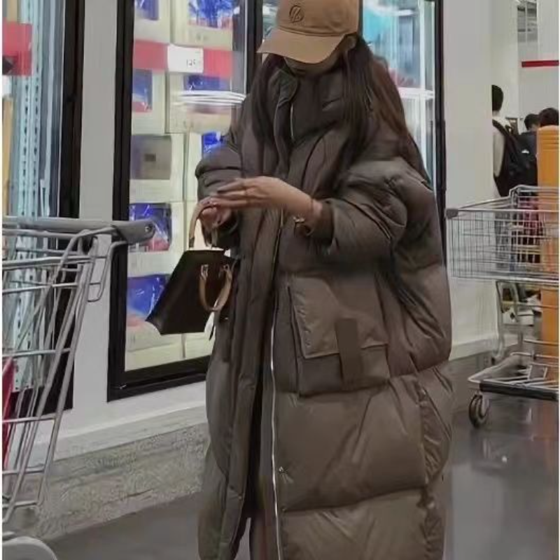 2025冬季新款韩版高级棉服女中长款过膝小个子宽松加厚保暖外套