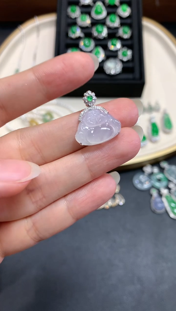 【闪购商品】翡翠吊坠(不含链)18K金镶嵌A25|1800