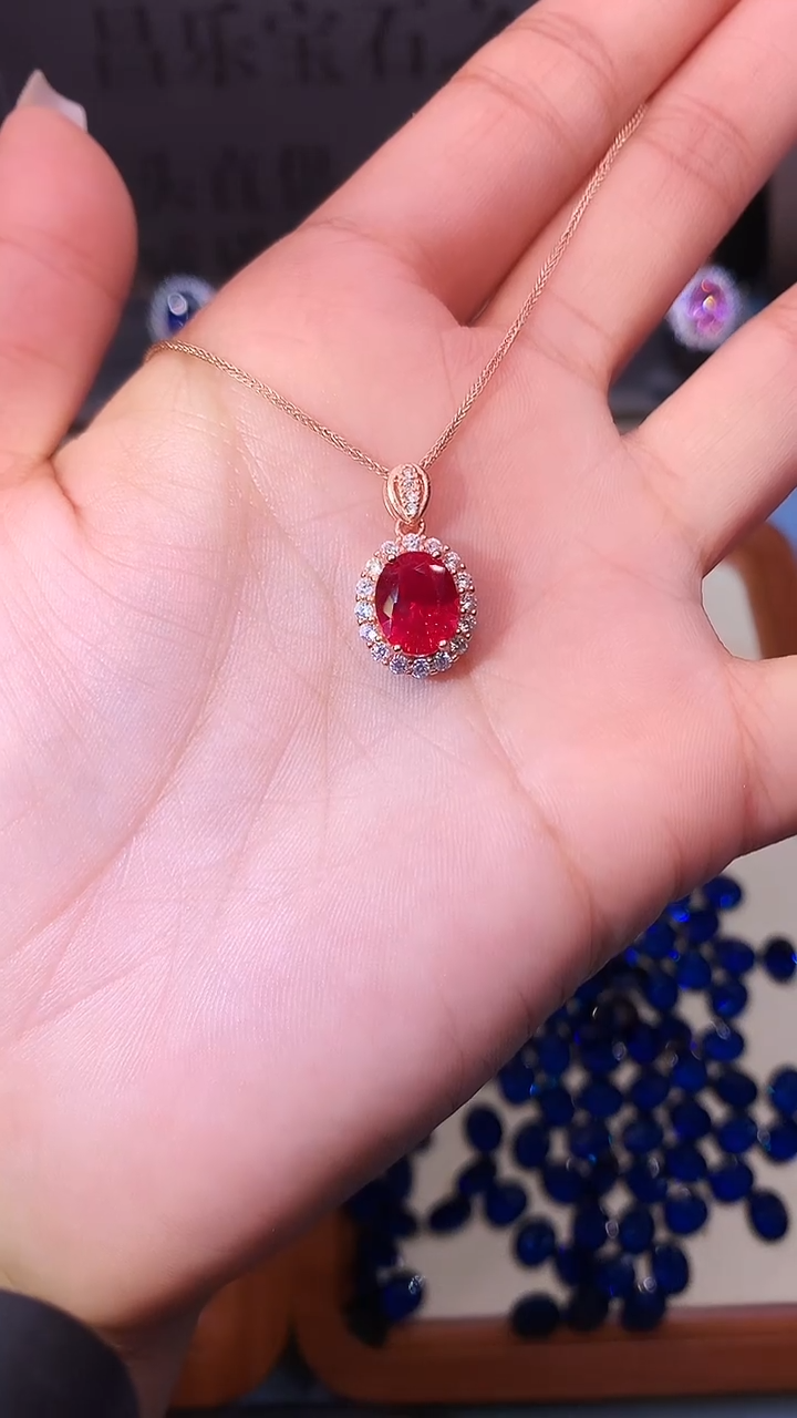 吊坠(赠链)银S925镶嵌红宝石.......
