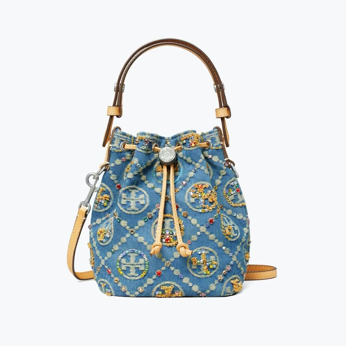  tory burch/ 汤丽柏琦TMONOGRAM 迷你牛仔水桶包174266-500