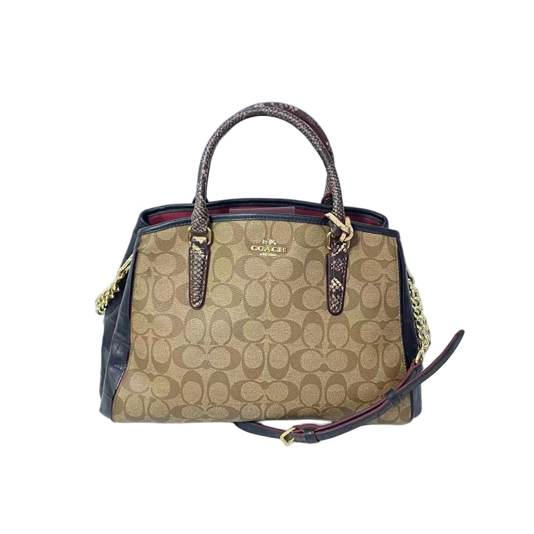 95新 COACH/蔻驰 经典老花PVC拼皮手提斜挎包  AF-11330-D