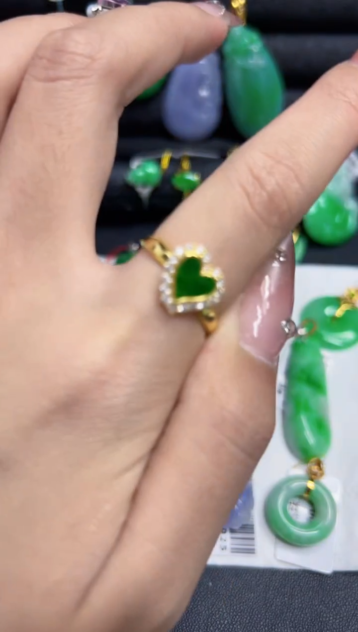 【闪购商品】翡翠戒指银S925镶嵌Y缅料A货/支持复检/一件