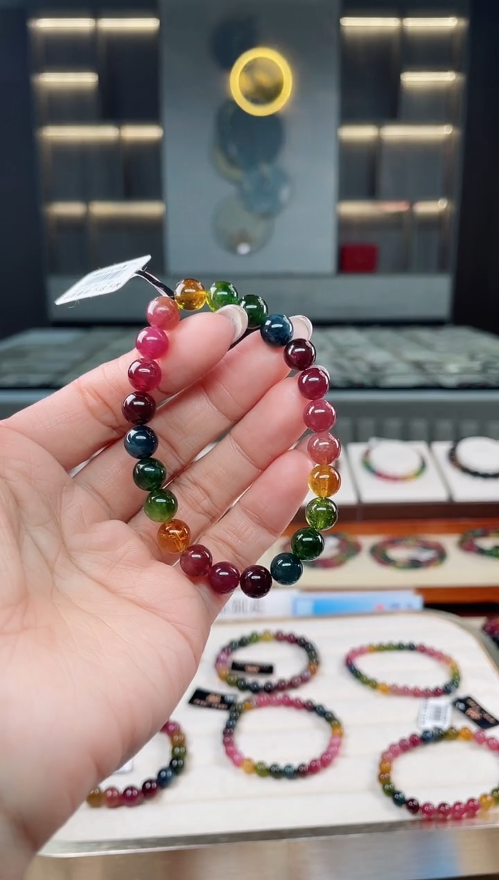 未镶嵌老矿碧玺单圈手串7mm+碧玺（多样性发一条）T