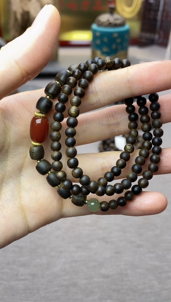 【闪购商品】沉香手串白棋04+紫棋06三圈设计