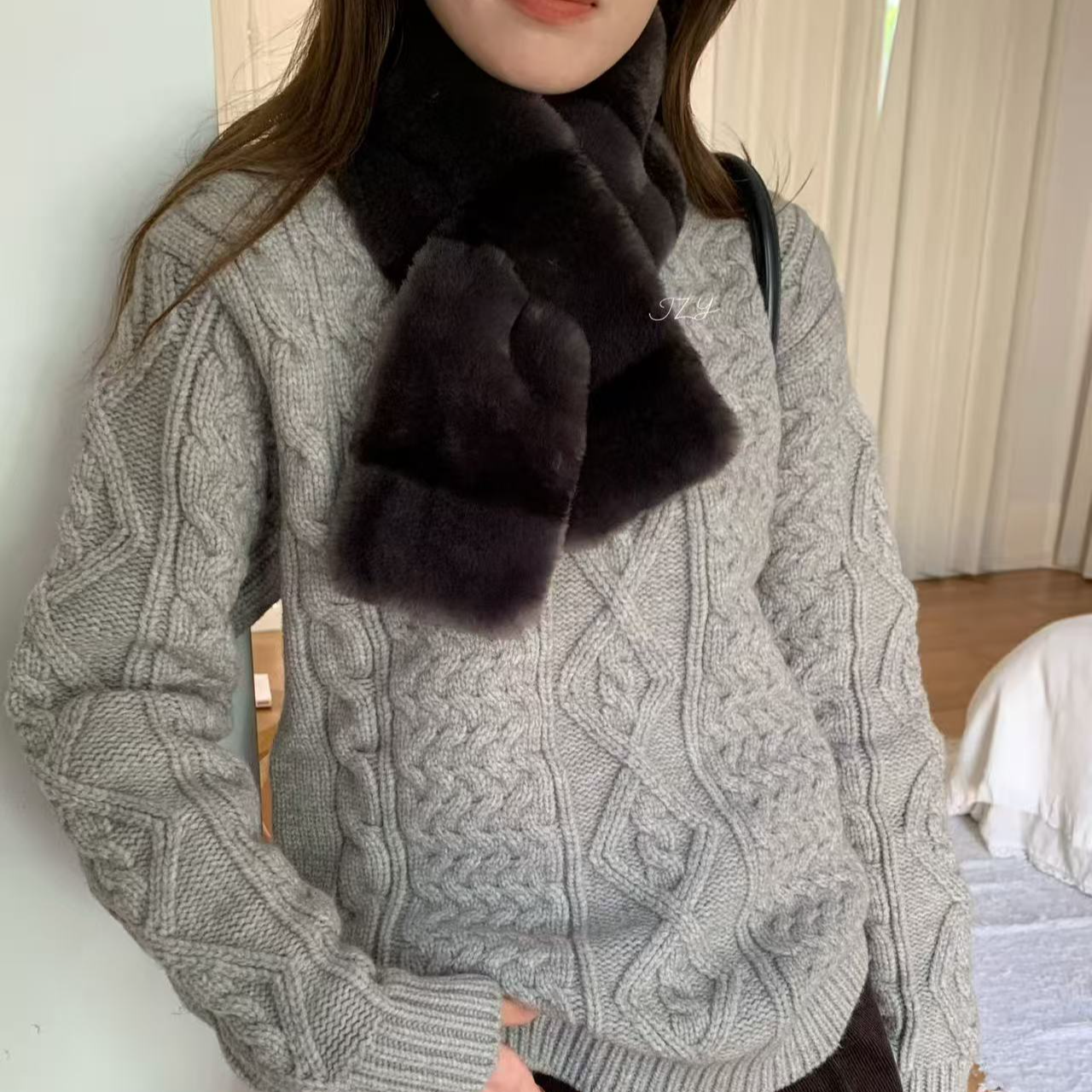 百搭毛绒条纹围脖 12827