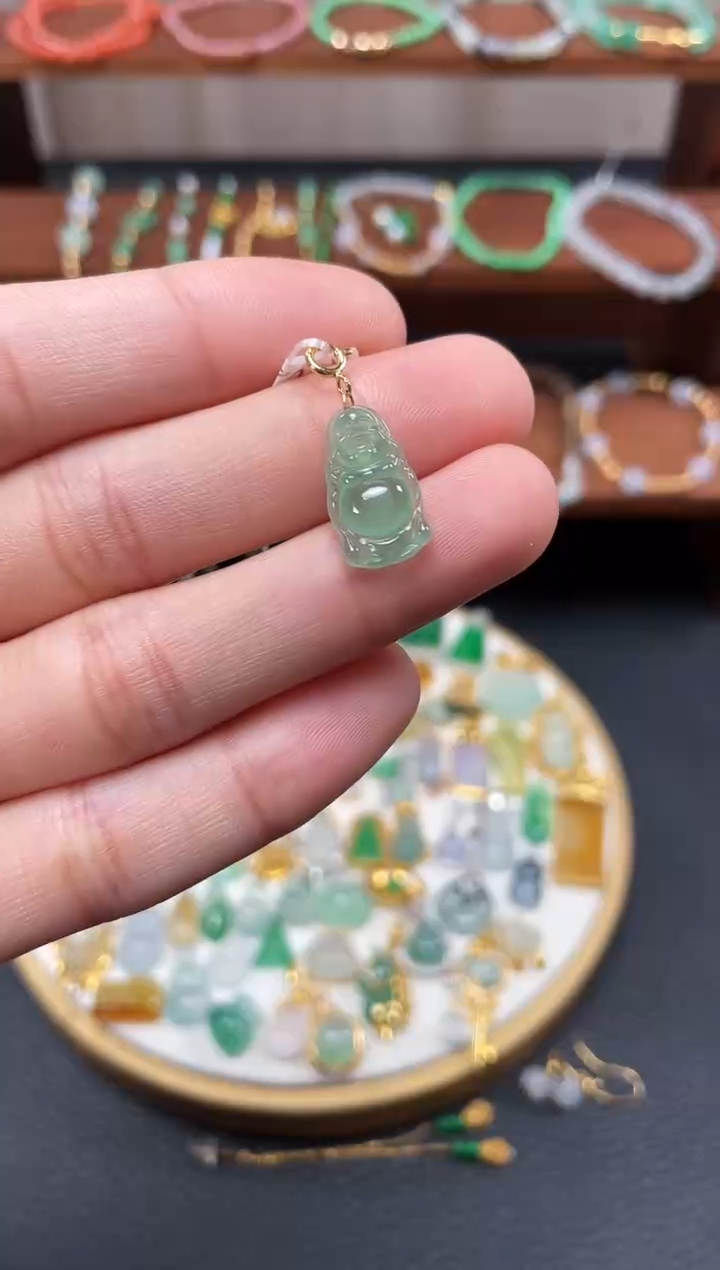 【闪购商品】翡翠吊坠(不含链)18K金镶嵌一个   JK678