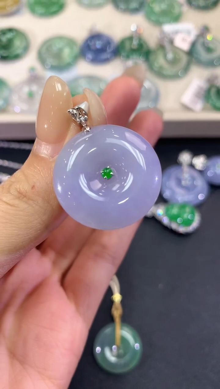 【闪购商品】翡翠吊坠(不含链)18K金镶嵌a84多样性一件发紫货有色差