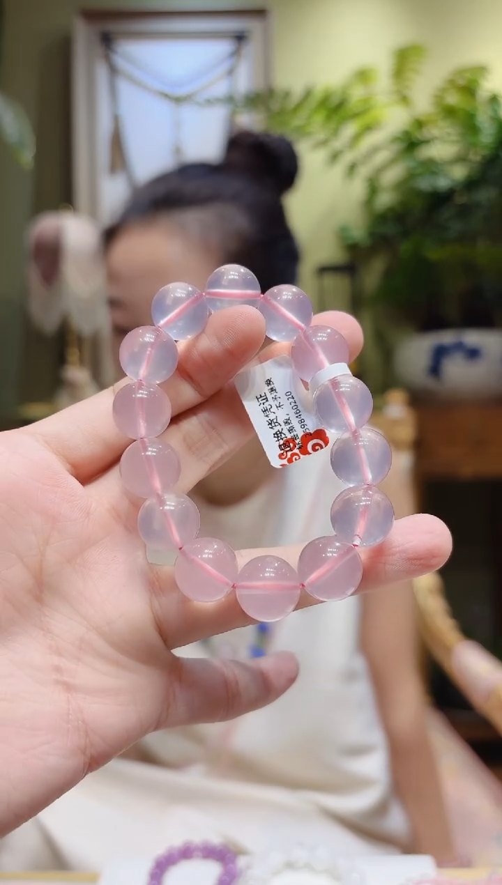 【闪购商品】水晶手串未镶嵌果冻粉水晶手串A4/13.1