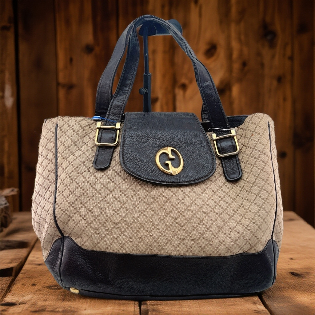95新 GUCCI/古驰 老花拼棕托特包 1704 8844
