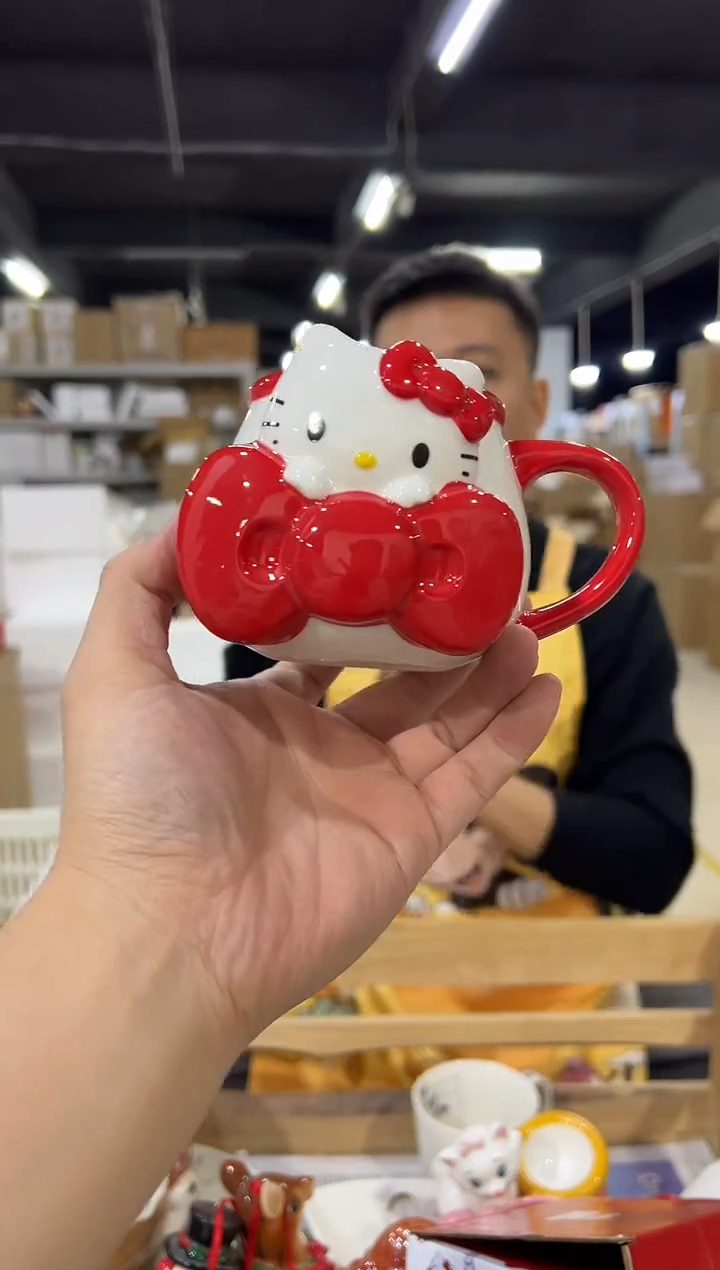 瓷片kt猫大蝴蝶结水杯