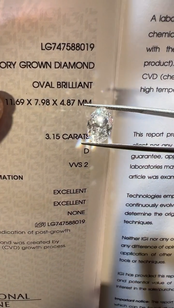 裸石合成钻石?**莹LG8019  3.15ct