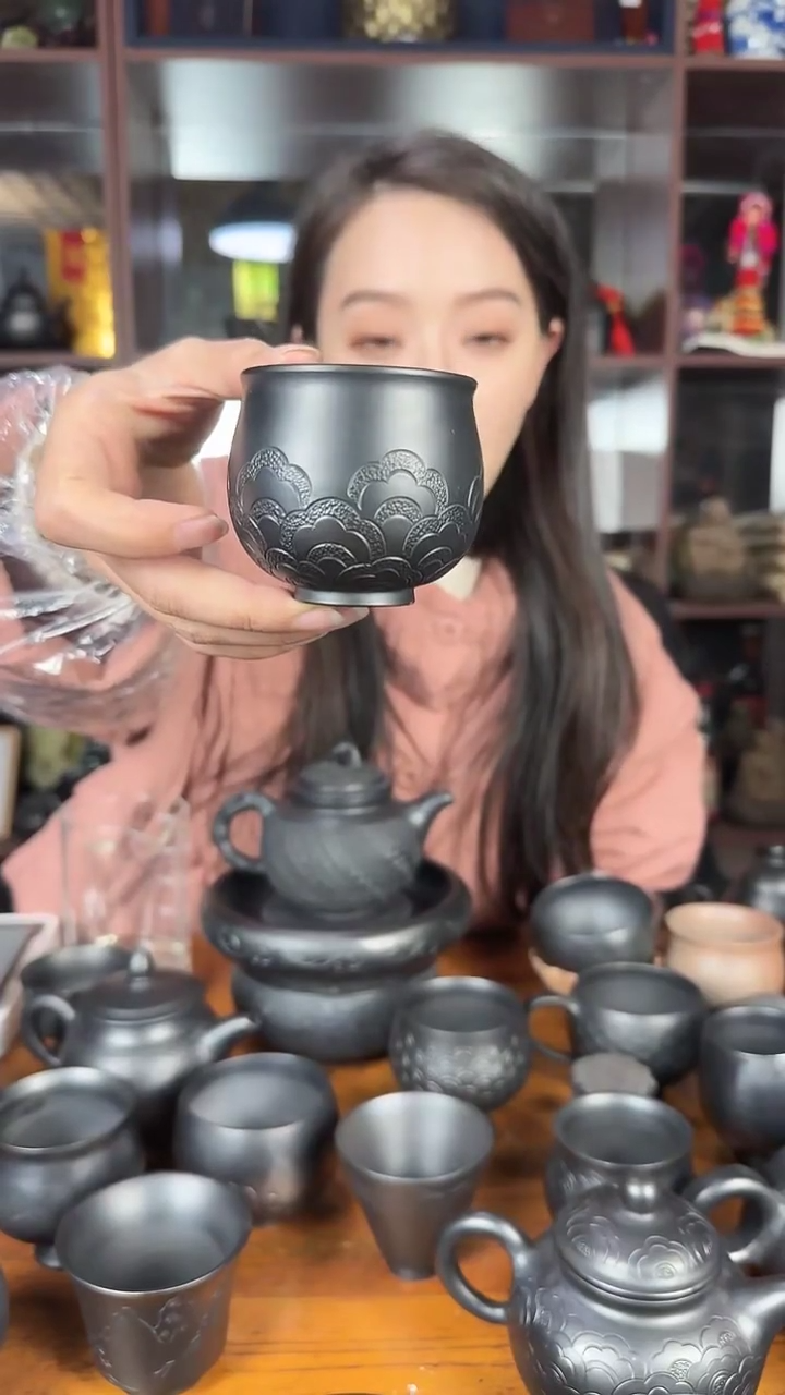 神农黑陶繁花似锦嘟嘟福袋杯