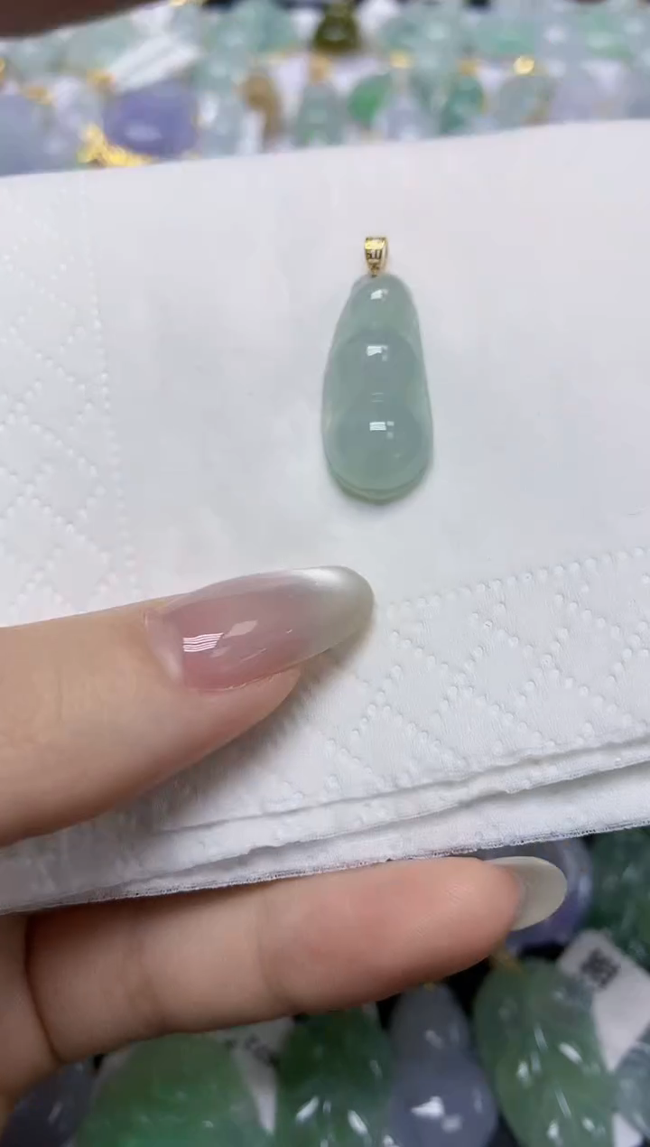 【闪购商品】翡翠18K金镶嵌颈饰天然缅甸翡翠A货