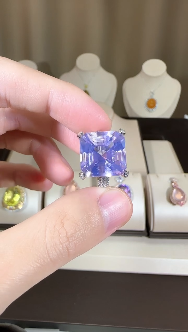 【闪购商品】紫晶戒指银S925镶嵌薰衣草14mm