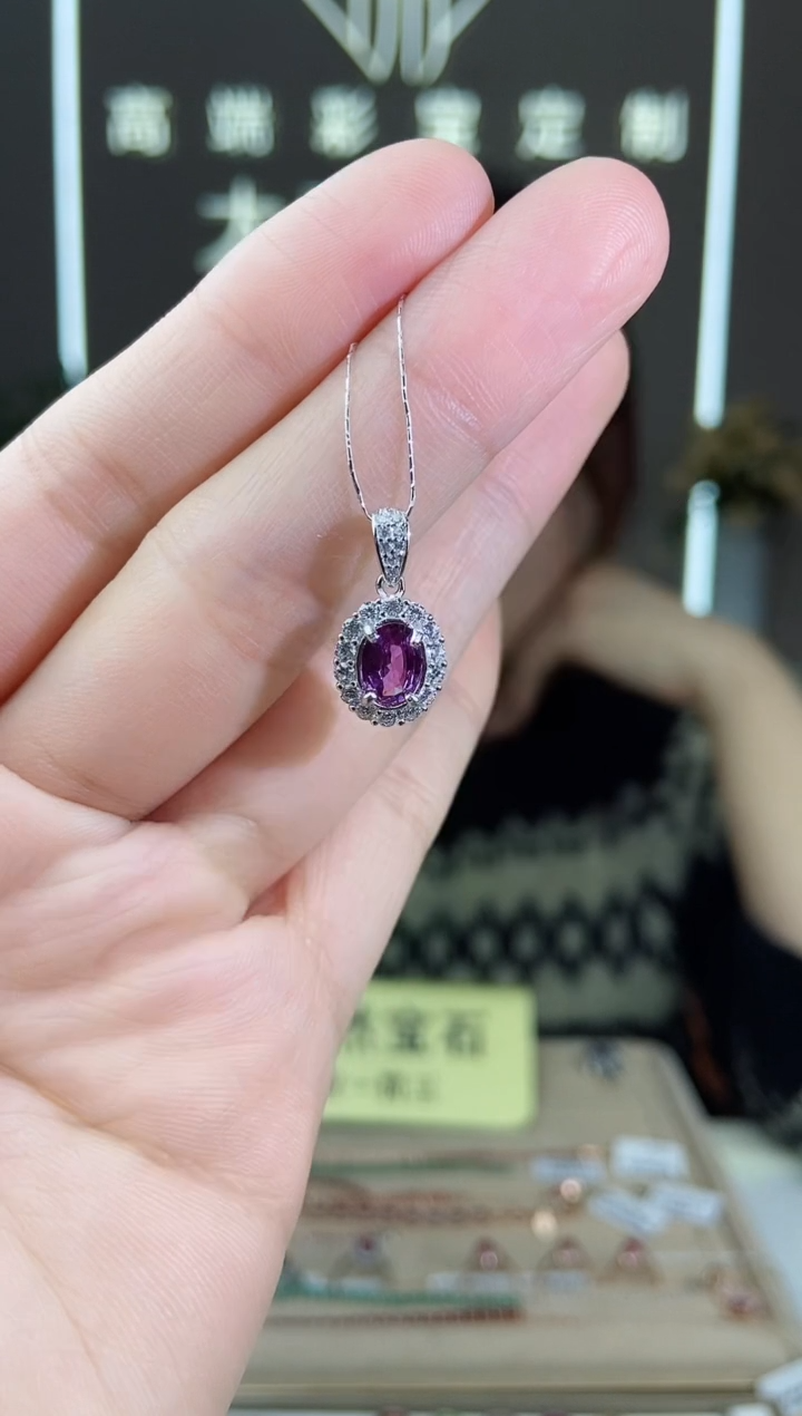 【闪购商品】蓝宝石颈饰银S925镶嵌颈饰