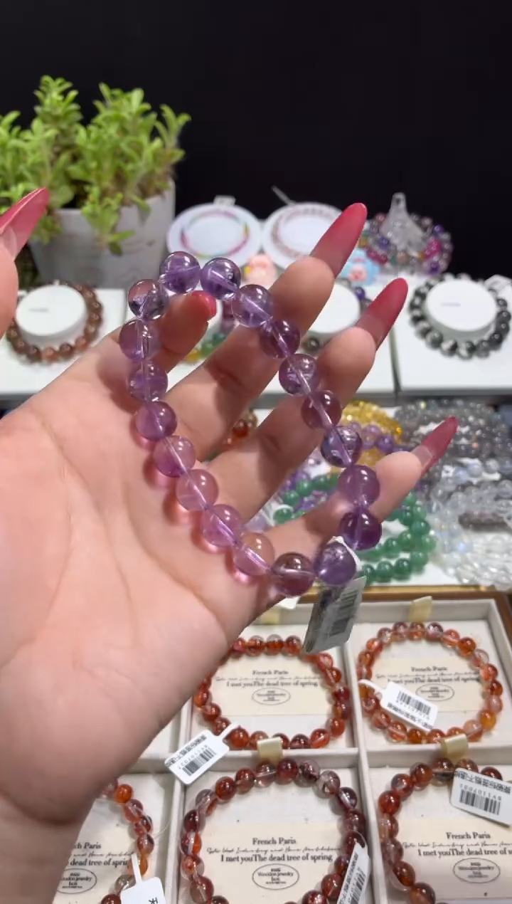 未镶嵌手串水晶玻利维亚紫水晶10+m