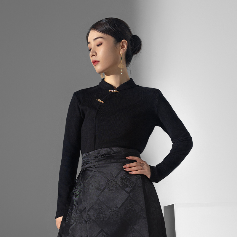 汉服日常-【秋冬针织上衣】正品原创国风针织上衣纯色修身秋冬款
