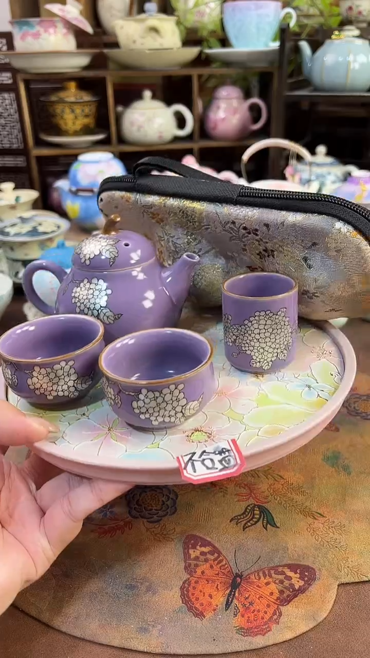 鎏银 1壶3杯1个包包 不含盘