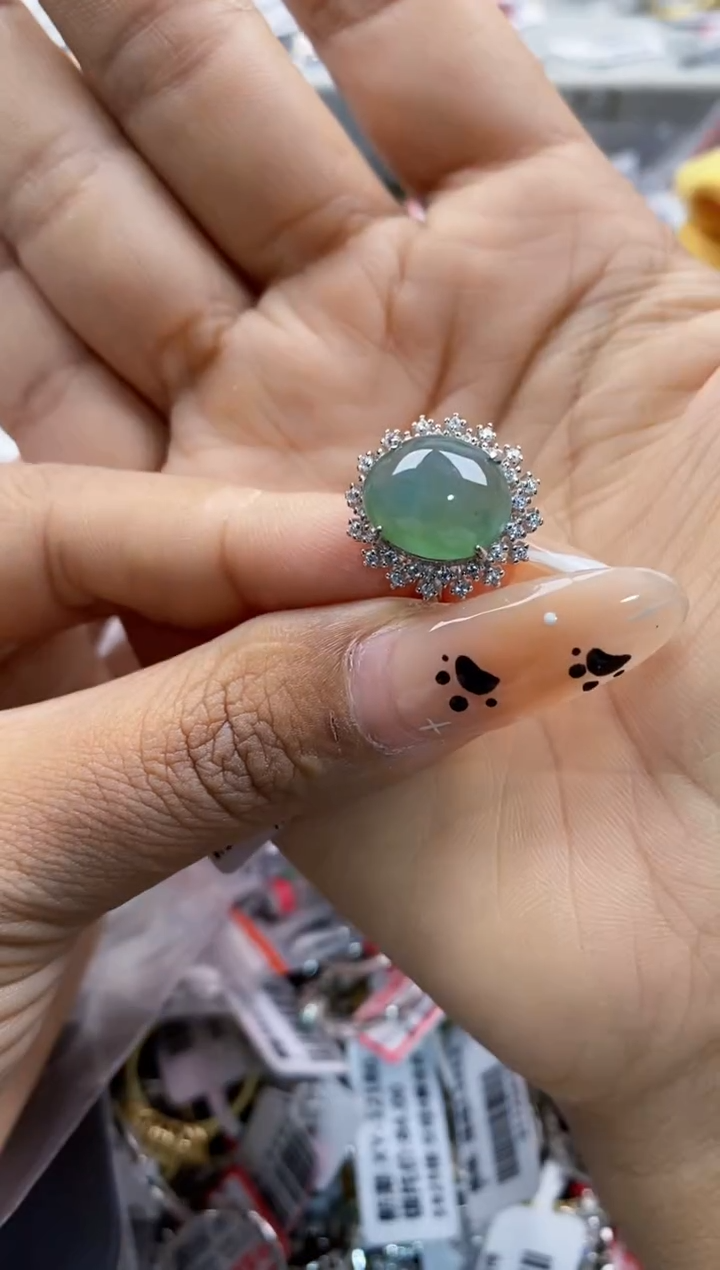 翡翠戒指银S925镶嵌555     1