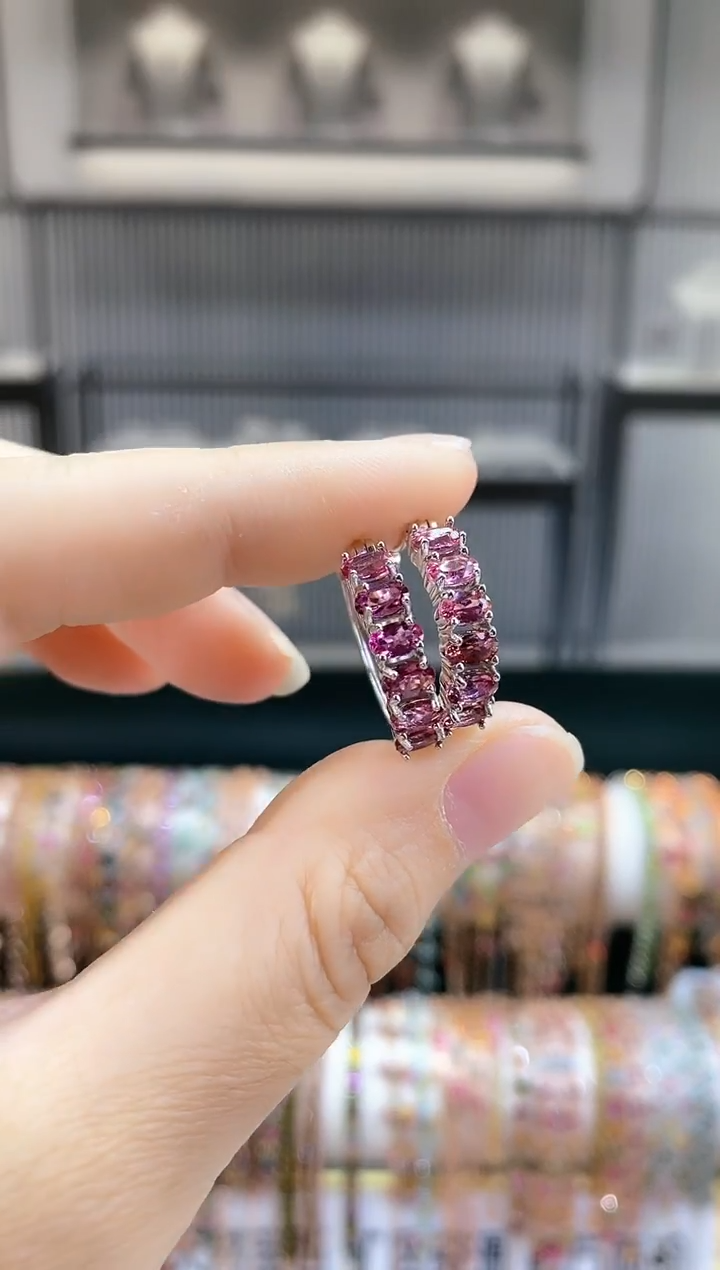 银S925镶嵌耳扣碧玺6666666666