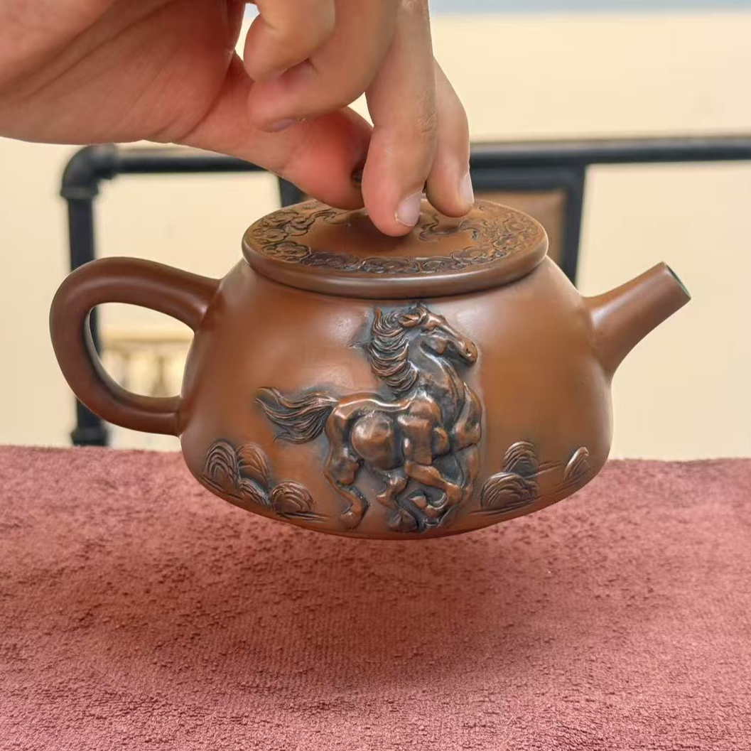 云南建水紫陶-高端泡茶壶 米级马到成功壶-高端家用茶具套装