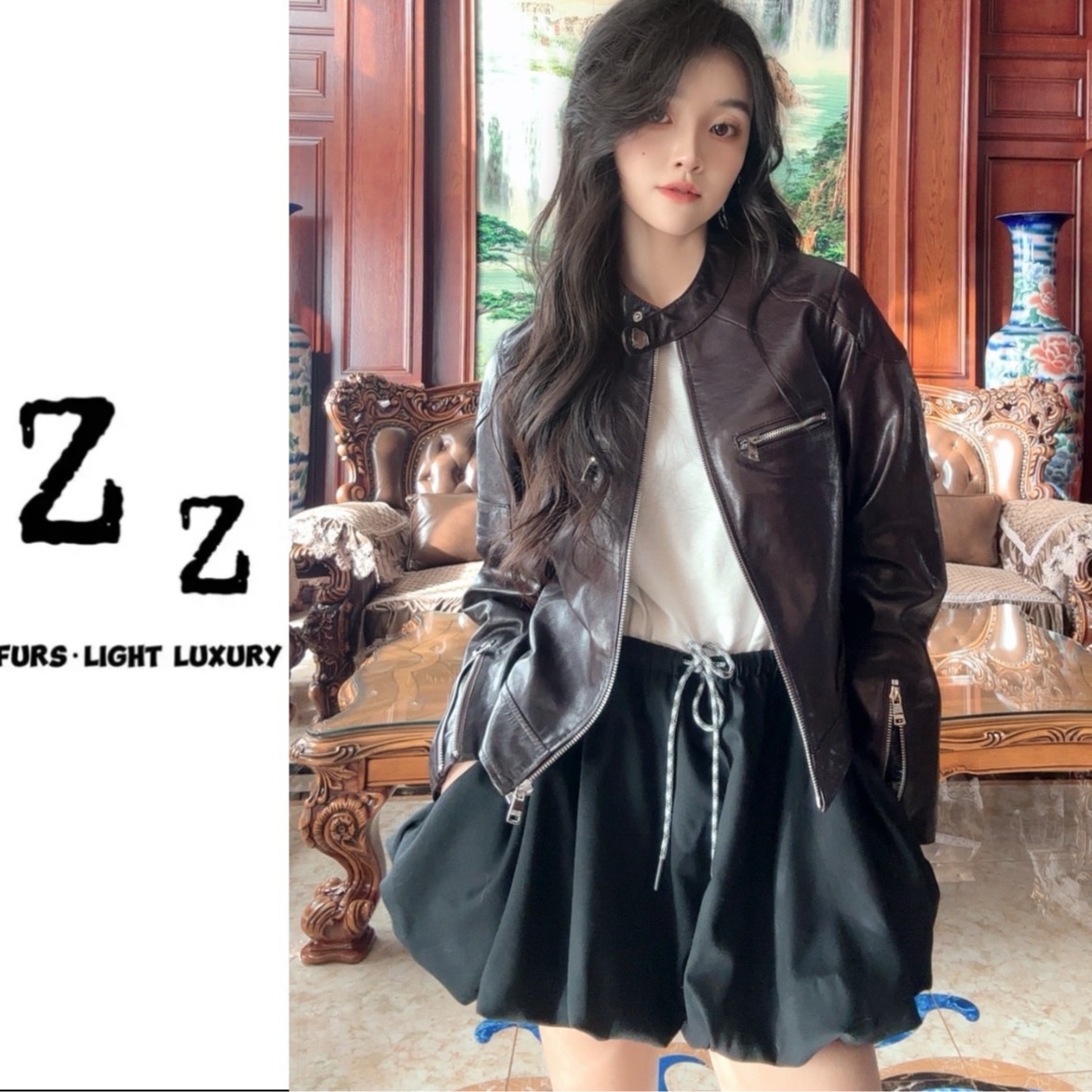 新款 2025 |克莱因FURS精致百搭春季新款真皮皮衣夹克外套-32050