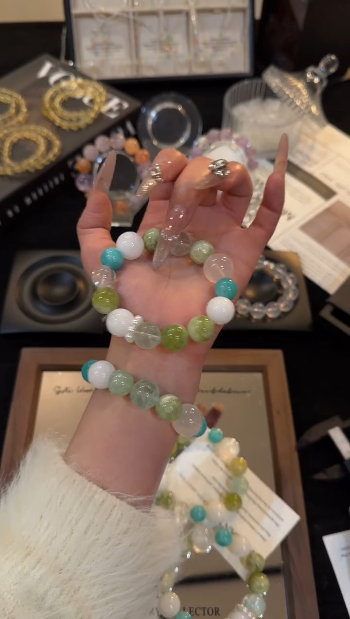 未镶嵌手链水晶绿色系多宝x3330