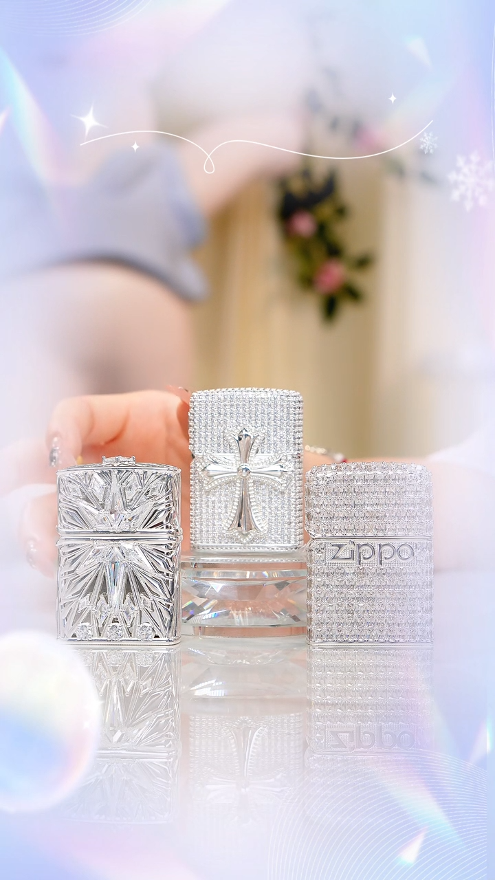 Zippo满钻十字心+六芒星+满钻星辰