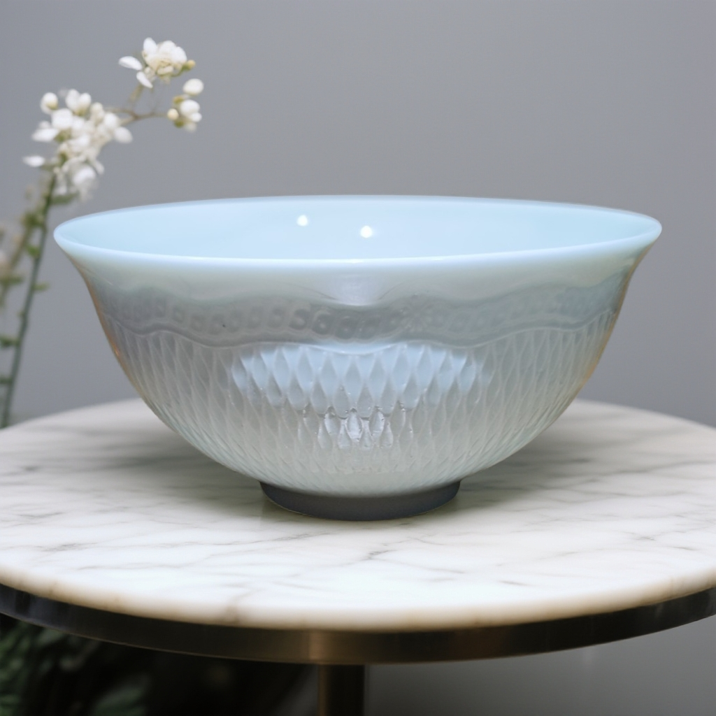  【景德镇】高温陶瓷，茶道瓜棱面碗