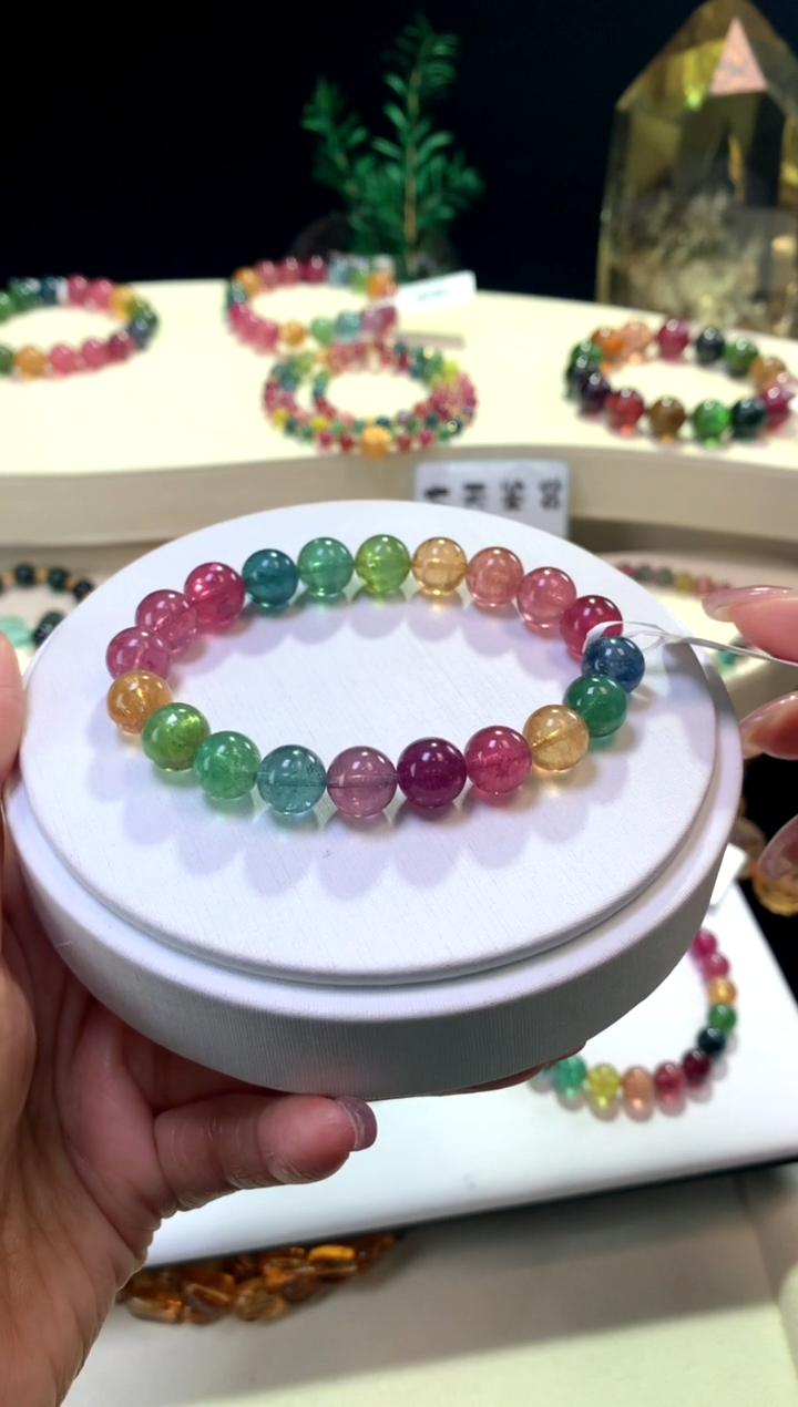 【闪购商品】碧玺手链未镶嵌【梦源珠宝】9m天然碧玺单圈手链
