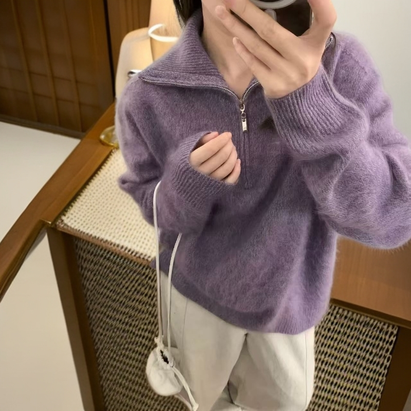 半高领翻领拉链拉绒款厚款