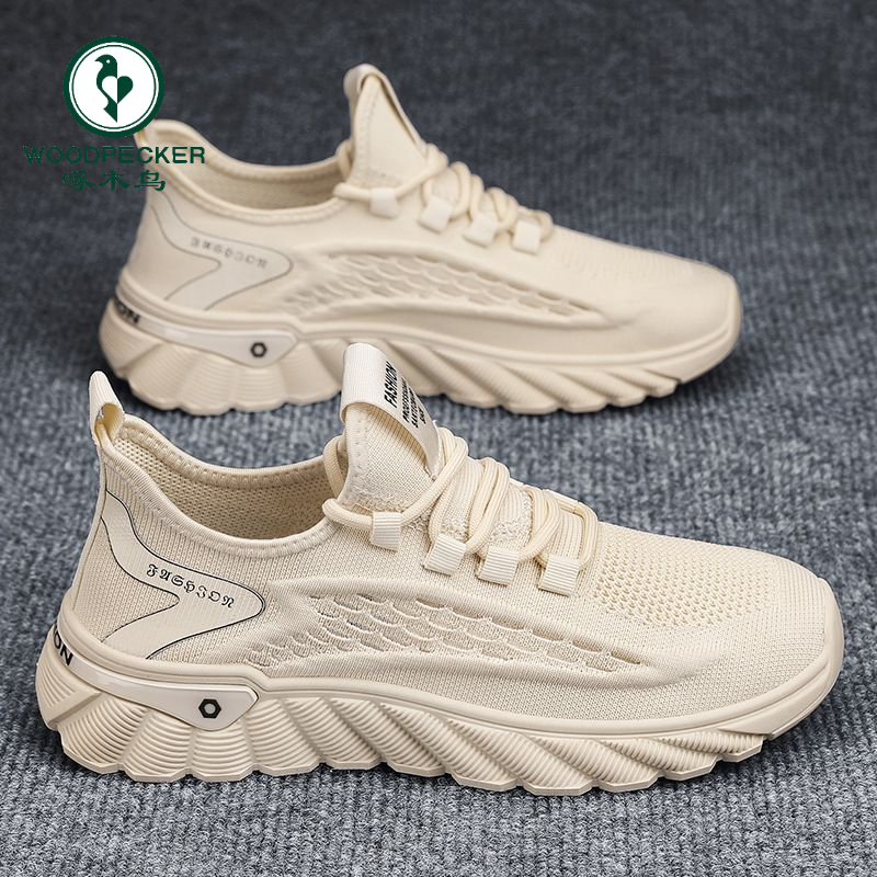 【正品】啄木鸟男鞋透气网鞋厚底增高休闲百搭运动潮鞋马丁靴男士