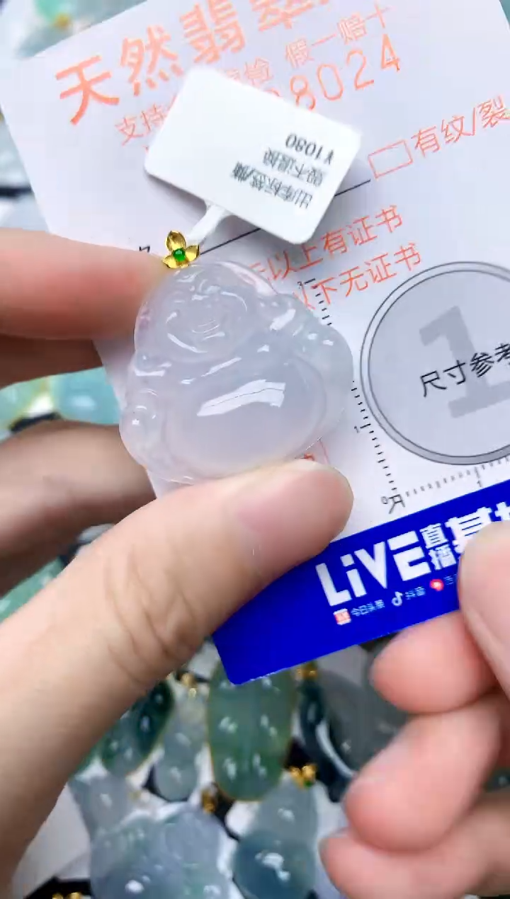 颈饰18K金镶嵌翡翠天然A货翡翠
