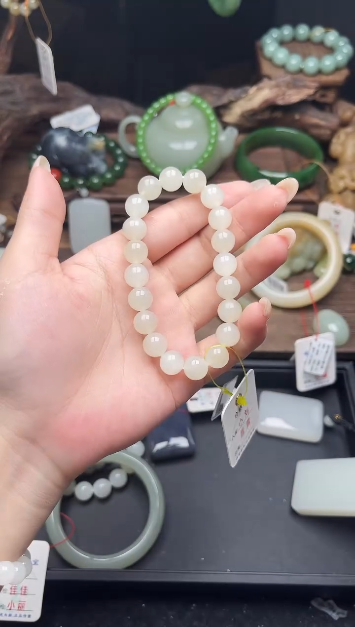 未镶嵌手串和田玉卡10新疆于田 圆珠9015199