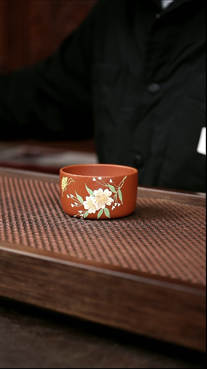 茶杯紫砂红降坡梅花杯