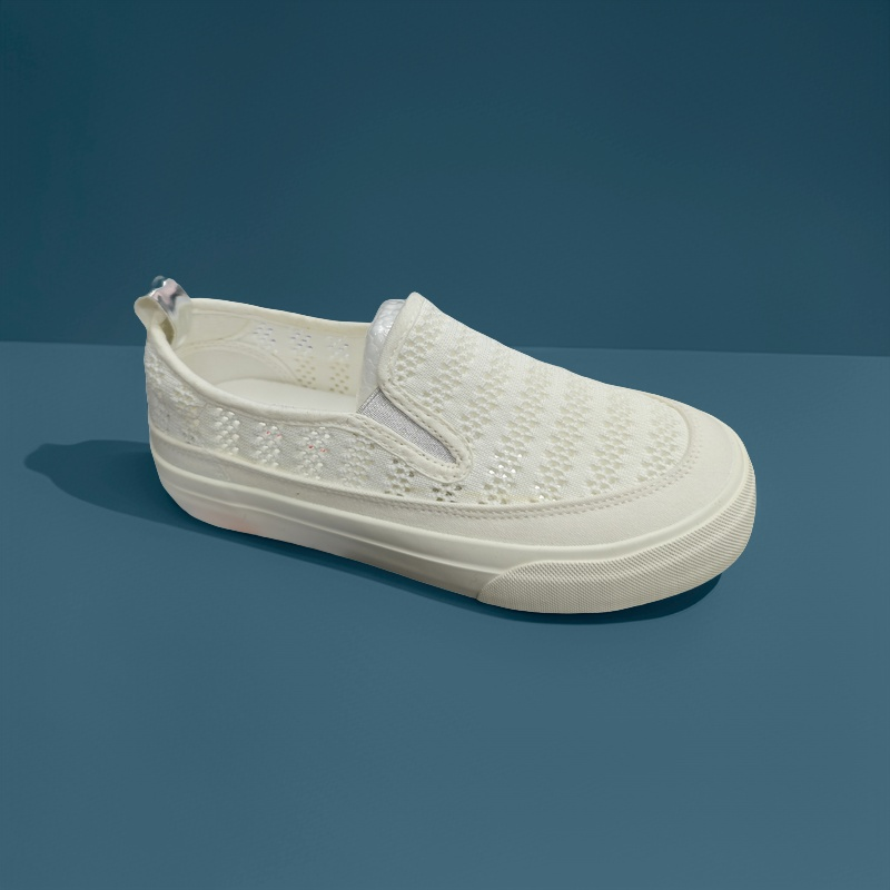 K2689套脚网纱板鞋镂空透气小白鞋女懒人一脚蹬夏季薄款款平底鞋