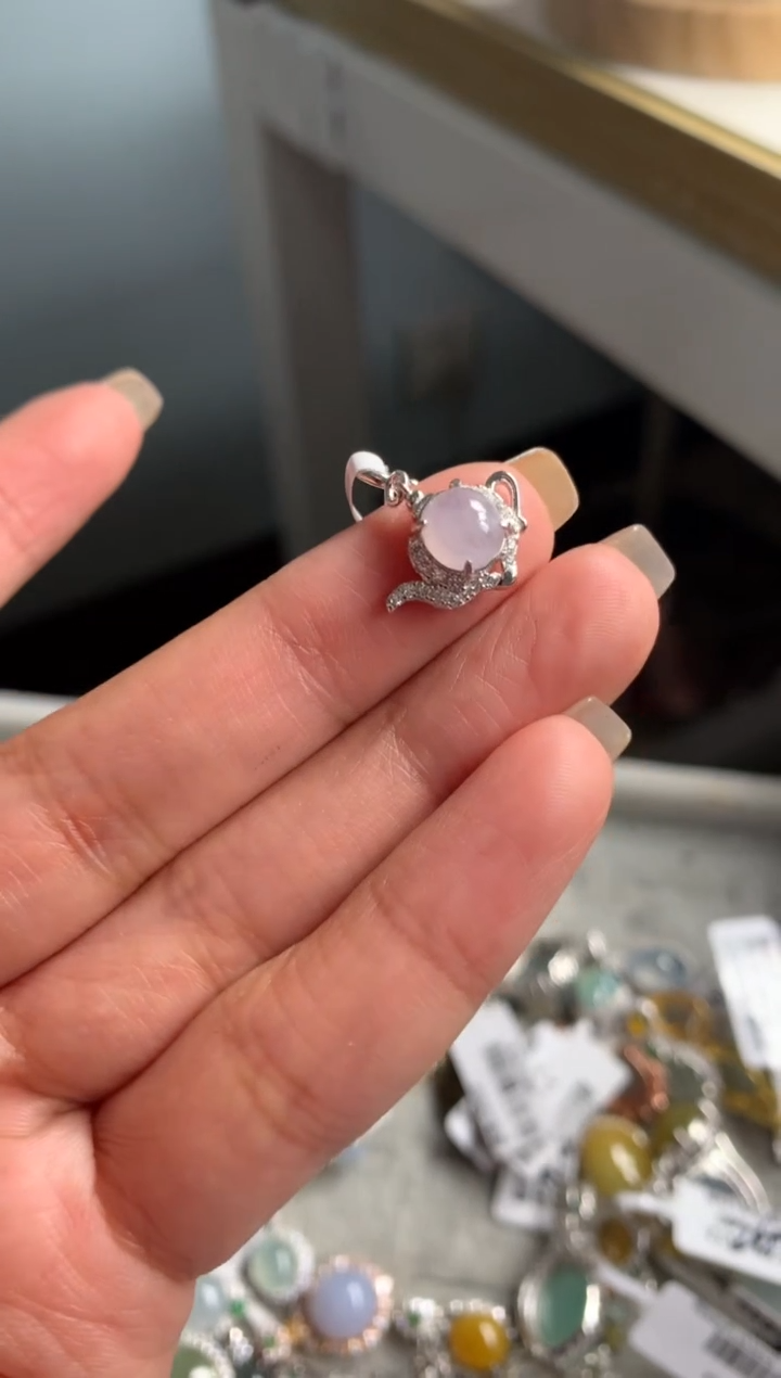 银S925镶嵌戒指翡翠吊坠