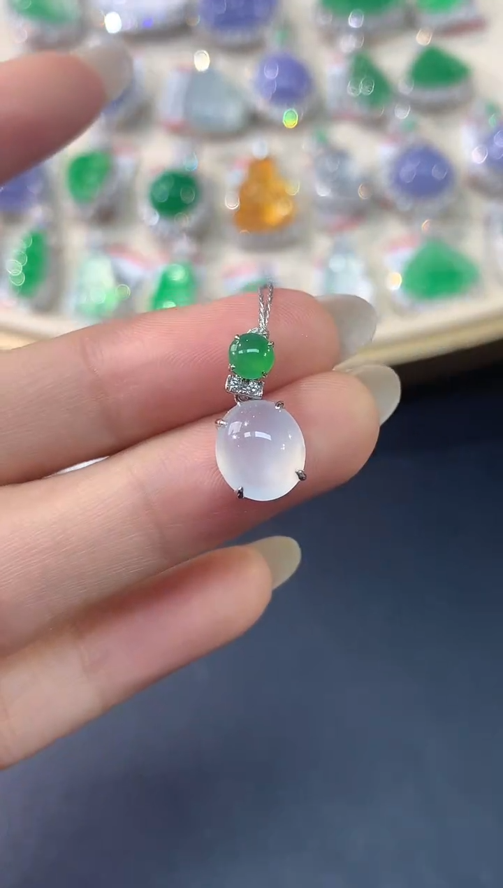 翡翠18K金镶嵌吊坠(不含链)吊坠（不含链） |  1980+0多样性发其一