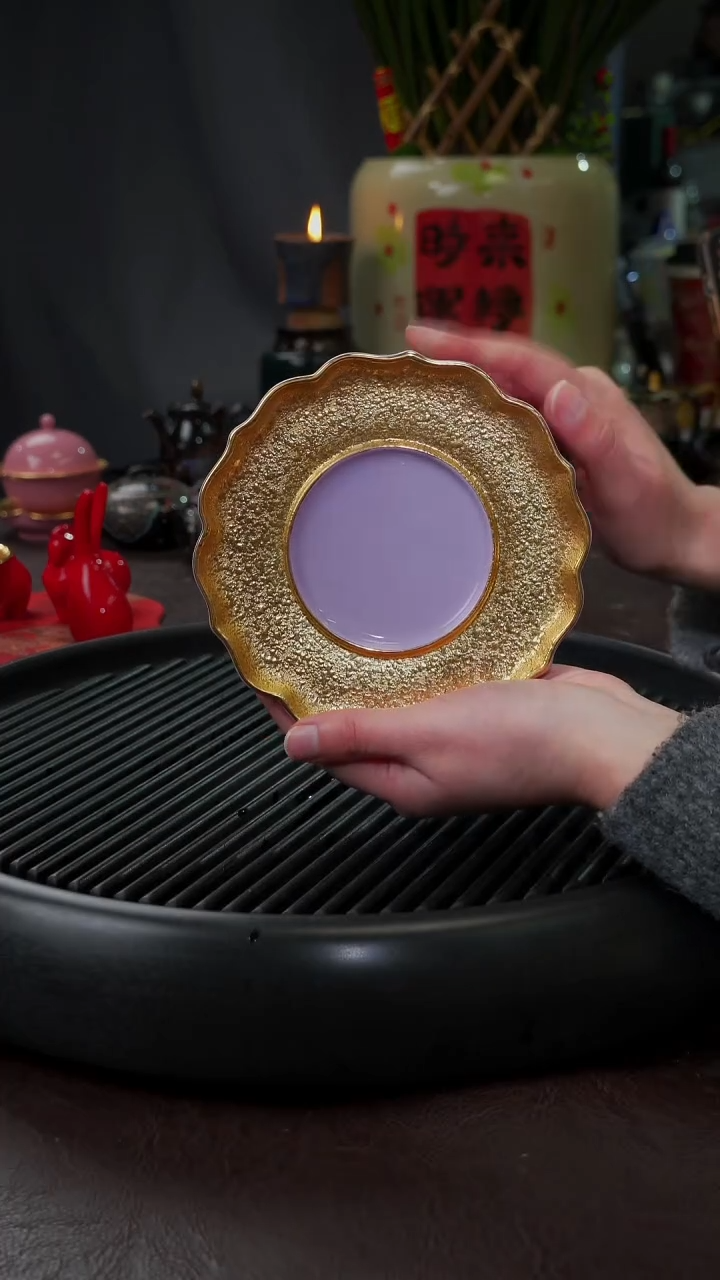 【闪购商品】杯【宜景窑烟幕紫鎏金】壶承